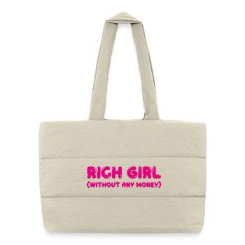 Femme riche – sans argent - Sac shopping matelassé - blanc naturel - Devant
