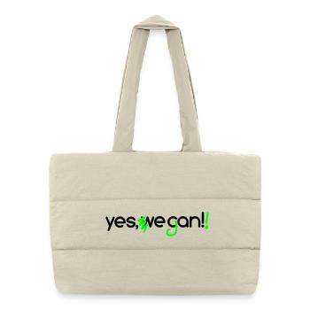 yes we can vegan - Puffer-Einkaufstasche - Naturweiß - Vorne