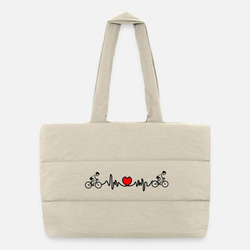 Cycliste avec cardiogramme cardiaque Sac shopping matelassé