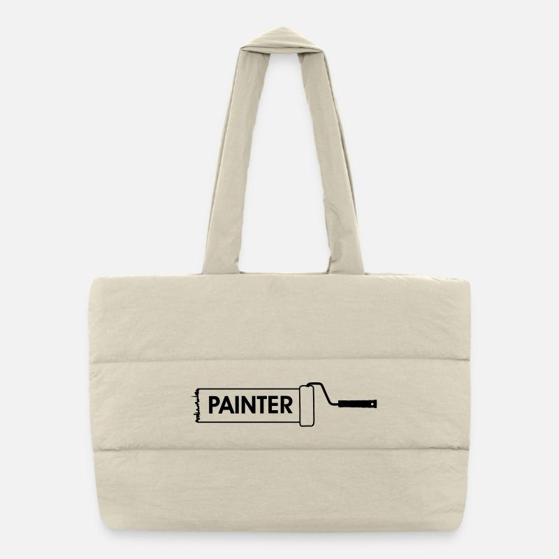 Farbroller transparent mit Text 'PAINTER' Puffer-Einkaufstasche