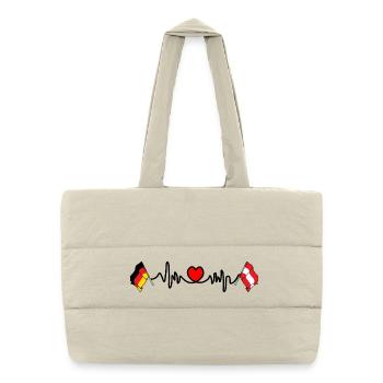 Cardio coeur avec drapeau Allemagne, drapeau autriche - Sac shopping matelassé - blanc naturel - Devant