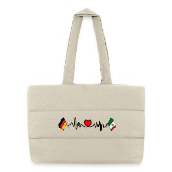 Cardio coeur avec drapeau Allemagne et drapeau Mexique - Sac shopping matelassé - blanc naturel - Devant