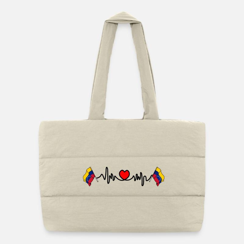 Cardio coeur avec drapeau Venezuela Sac shopping matelassé