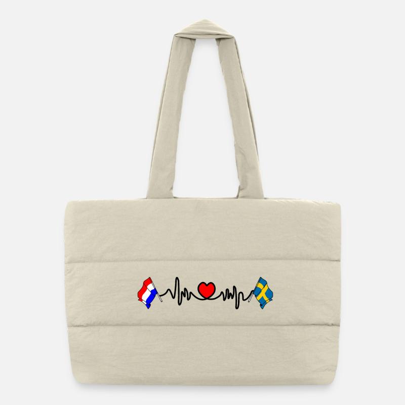 Cardio coeur avec drapeau des Pays-Bas, drapeau de la Suède Sac shopping matelassé