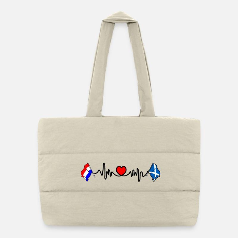 Cardio coeur avec drapeau des Pays-Bas, drapeau de l’Ecosse Sac shopping matelassé