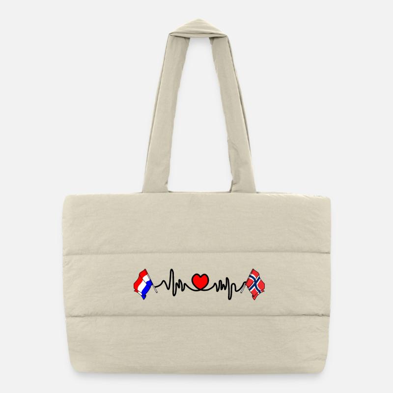 Cardio coeur avec drapeau Pays-Bas, drapeau Norvège Sac shopping matelassé