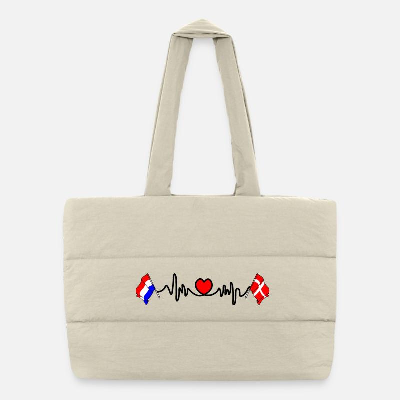 Cardio coeur avec drapeau Pays-Bas, Danemark Sac shopping matelassé