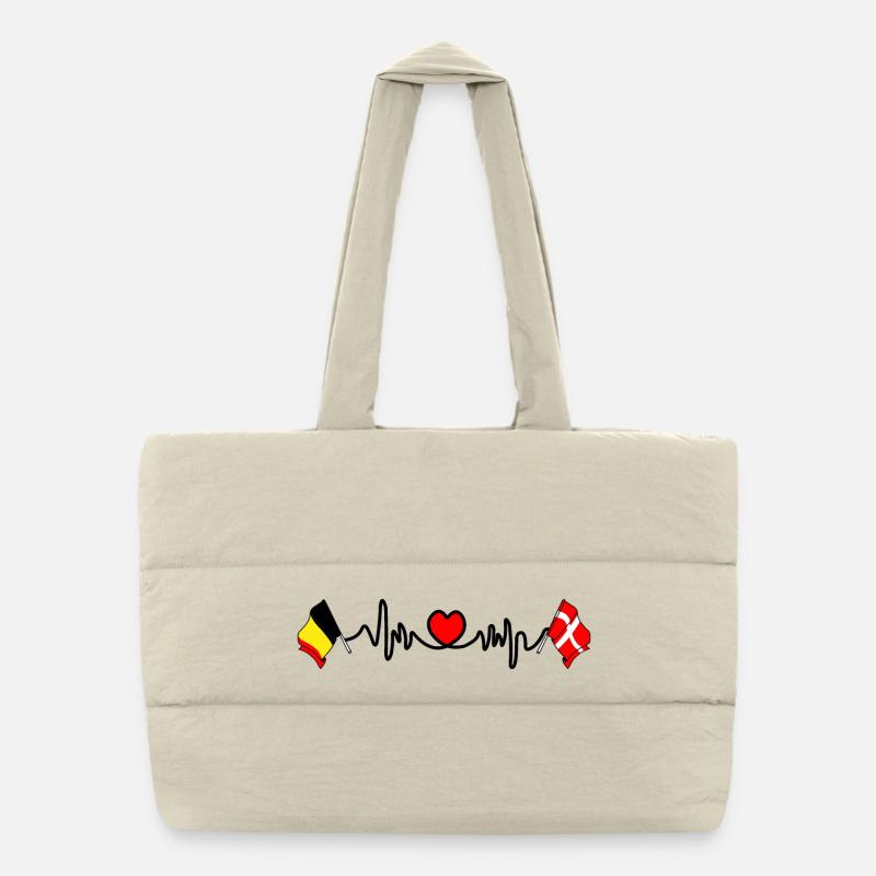Cardio heart, Drapeau de la Belgique, drapeau du Danemark Sac shopping matelassé
