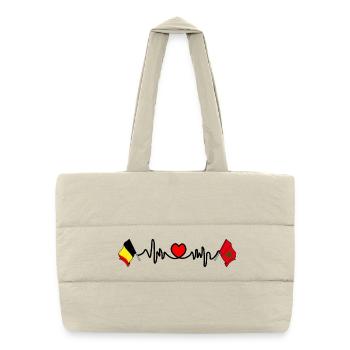 Cardio-Herz Flagge Belgien, Flagge Marokko - Puffer-Einkaufstasche - Naturweiß - Vorne