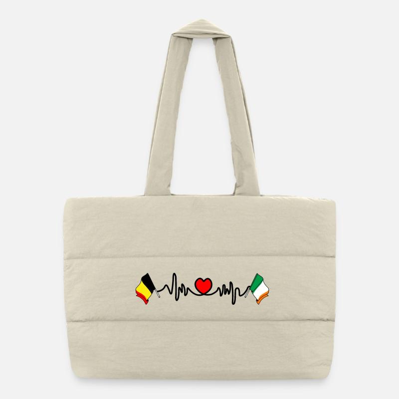 Cardio heart Drapeau Belgique, drapeau Irlande Sac shopping matelassé
