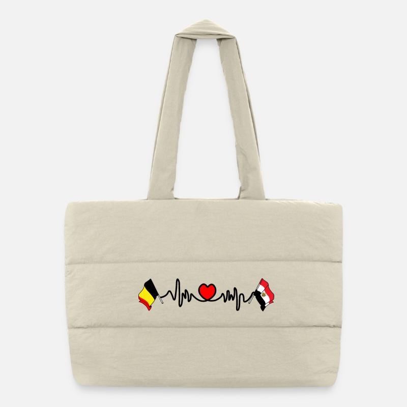Cardio heart Drapeau Belgique, drapeau Égypte Sac shopping matelassé
