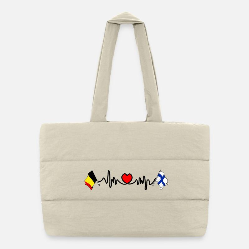 Cardio heart Drapeau Belgique, drapeau Finlande Sac shopping matelassé