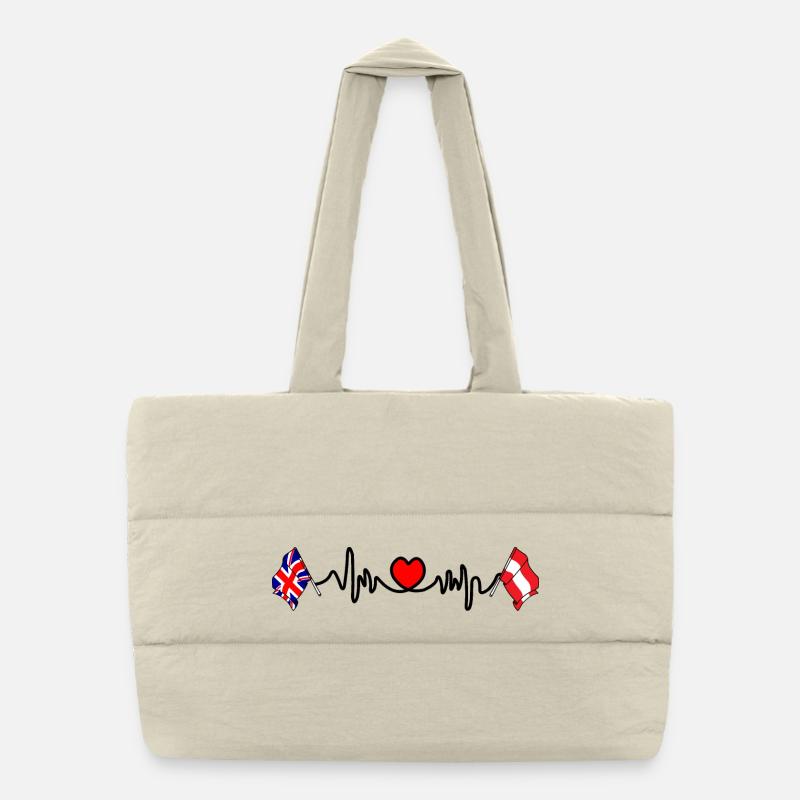 Cardio heart Drapeau Angleterre, drapeau Autriche Sac shopping matelassé