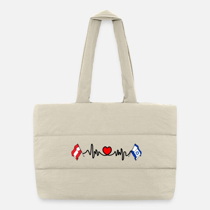 Cardio heart Drapeau Autriche drapeau Israël Sac shopping matelassé