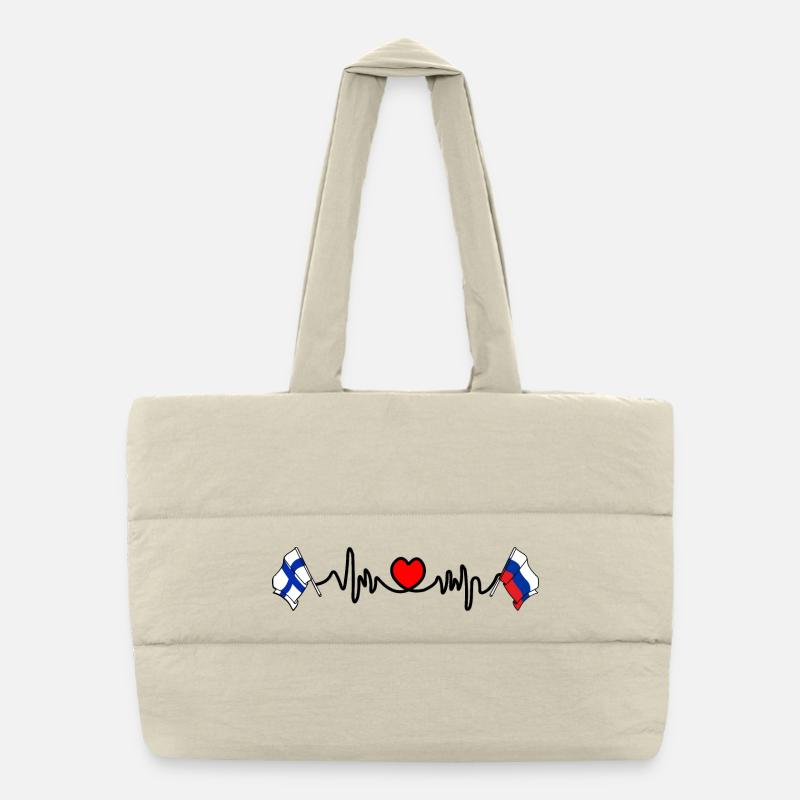 Cardio heart Drapeau Finlande, drapeau Russie Sac shopping matelassé