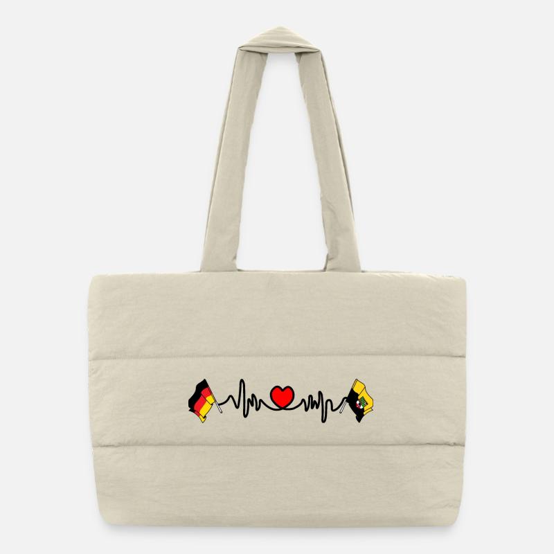 Cardio heart Drapeau Allemagne, drapeau saxe-anhalt Sac shopping matelassé