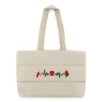 Cardio Heart avec drapeau Pologne, Russie blanche - Sac shopping matelassé - blanc naturel - Devant