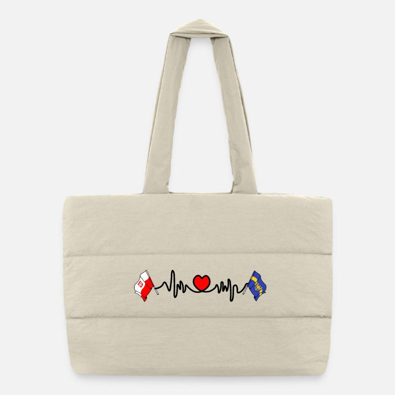 Cardio Heart Drapeau Pologne, Drapeau Silésie Sac shopping matelassé
