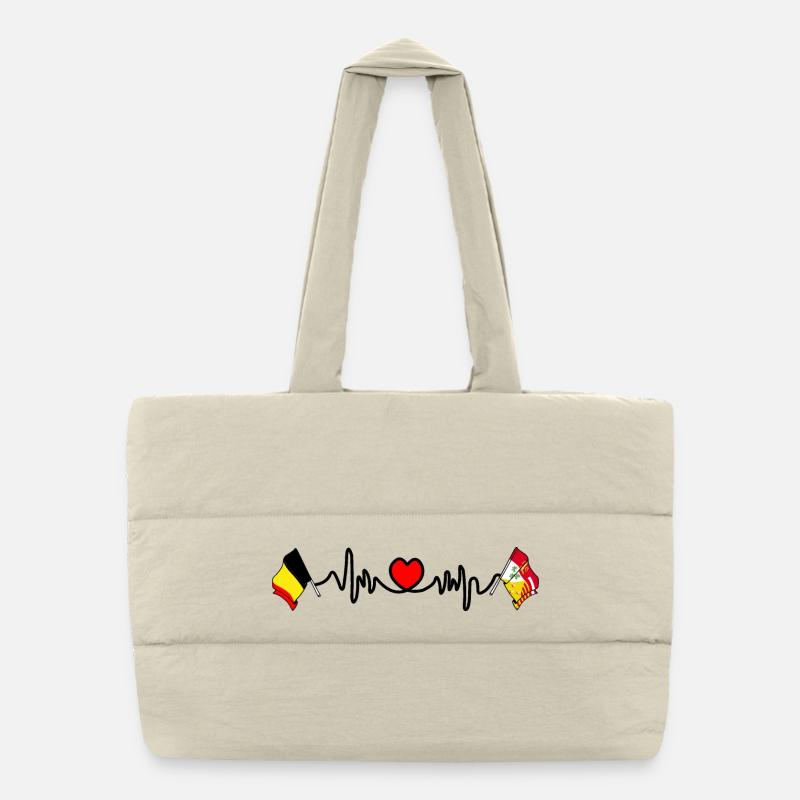 Cardio coeur Drapeau Belgique et drapeau Liège Sac shopping matelassé