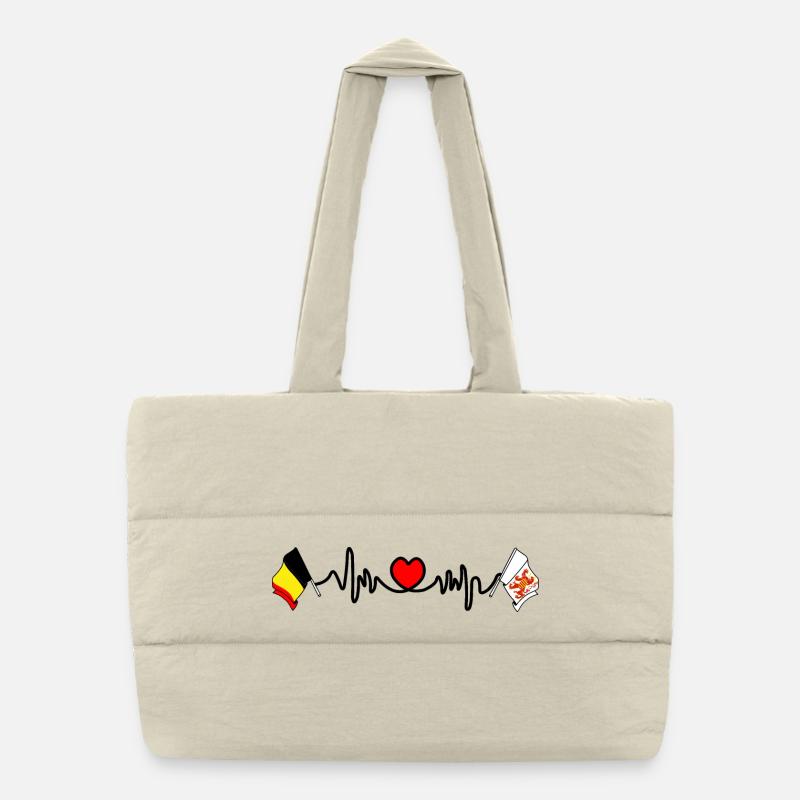 Cardio heart avec drapeau de la Belgique, drapeau du Limbourg Sac shopping matelassé