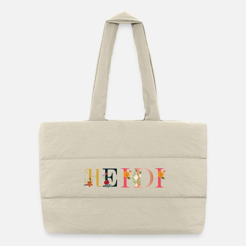 HEIDI name decorated with flowers Puffer Shopping Bag