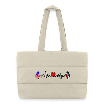 Cardio cardiaque avec drapeau des États-Unis et drapeau de l’Utah - Sac shopping matelassé - blanc naturel - Devant