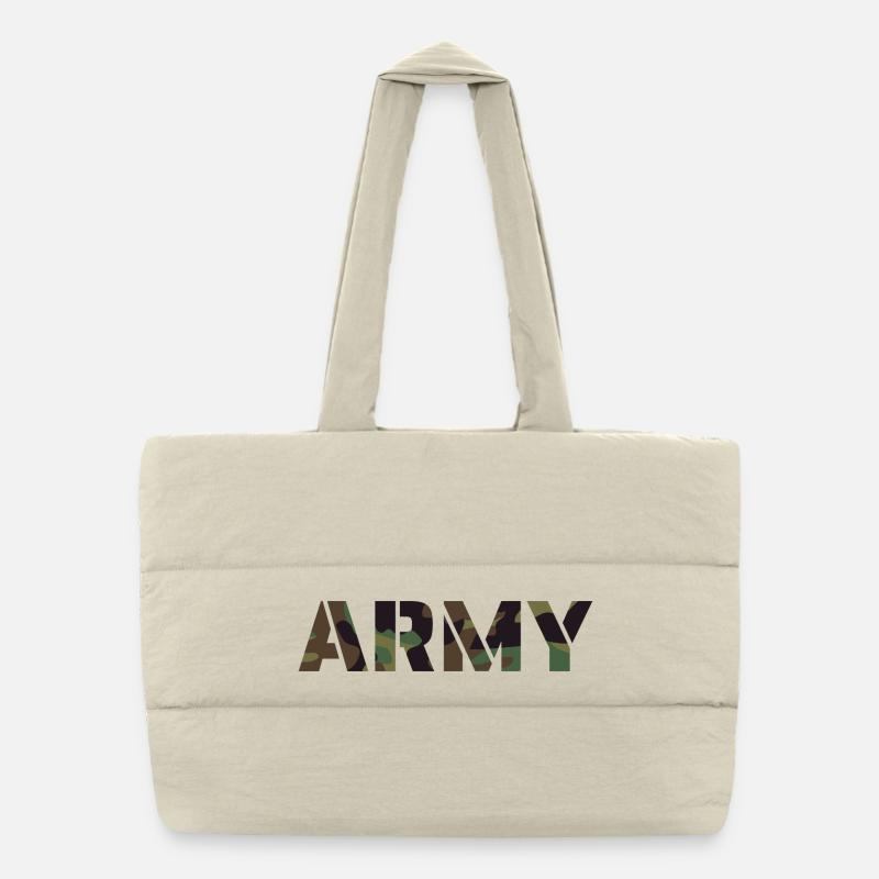 ARMY Text UK Camouflage Pattern Puffer Shopping Bag