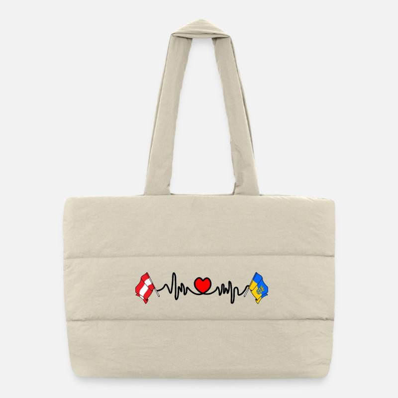 Battement de cœur des drapeaux de Basse-Autriche Sac shopping matelassé