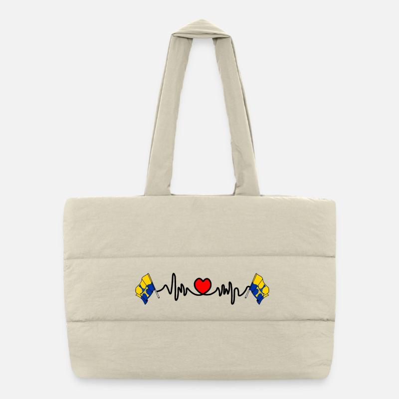 Durham Flag with Heartbeat Puffer Shopping Bag