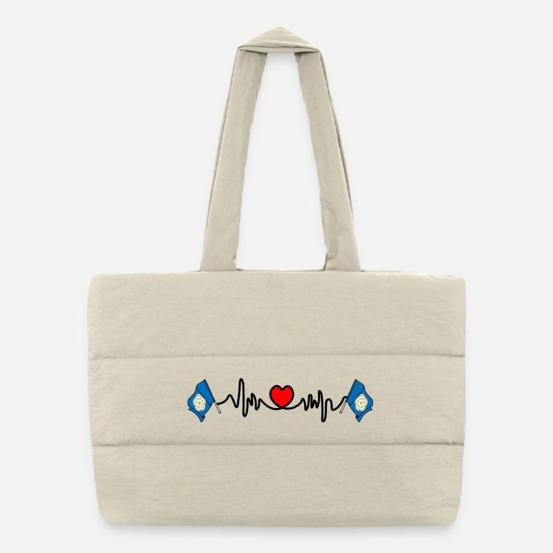 Yorkshire Heartbeat Flag Puffer Shopping Bag