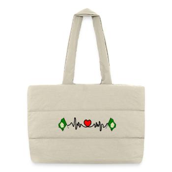 Drapeau du North Yorkshire avec battement de cœur et cœur - Sac shopping matelassé - blanc naturel - Devant