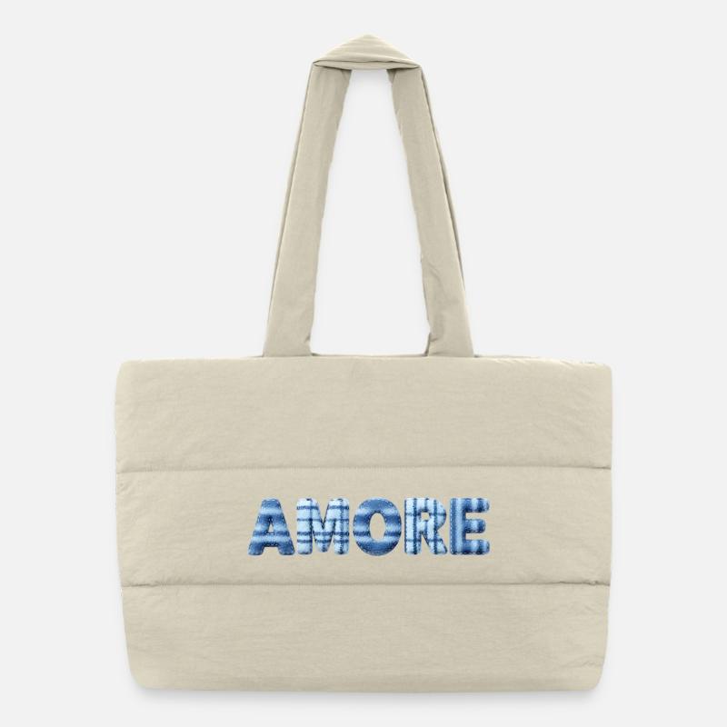 Tendance en patchwork de lettrage bleu glace Amore Sac shopping matelassé