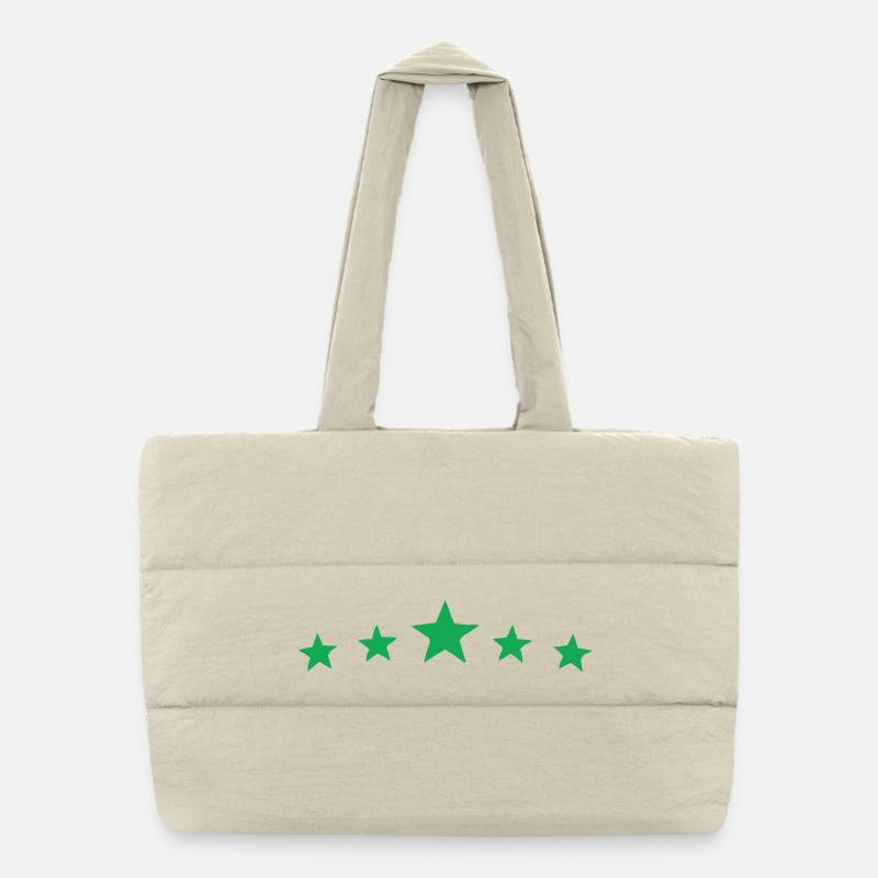 green stars Puffer Shopping Bag