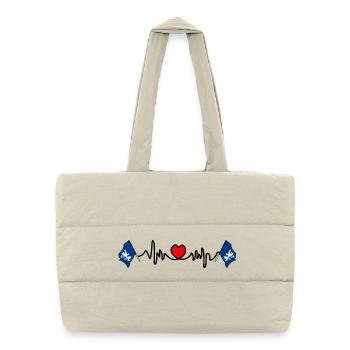 Fréquence cardiaque cardio avec drapeaux de Halland – Suède - Sac shopping matelassé - blanc naturel - Devant