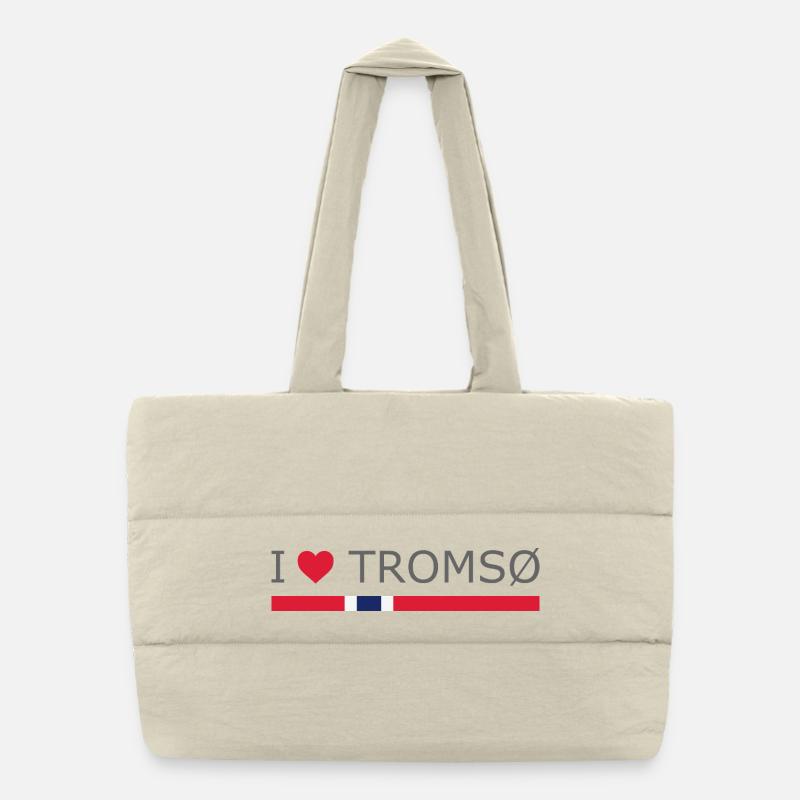 I love Tromso - Norway - Norge - Norwegen - Puffer-Einkaufstasche - Naturweiß