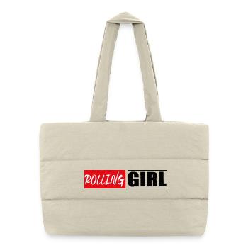 Rolling girl woman skate skate skates autocollant - Sac shopping matelassé - blanc naturel - Devant
