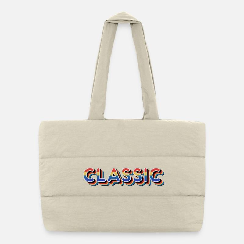 Texte rétro arc-en-ciel classique Sac shopping matelassé