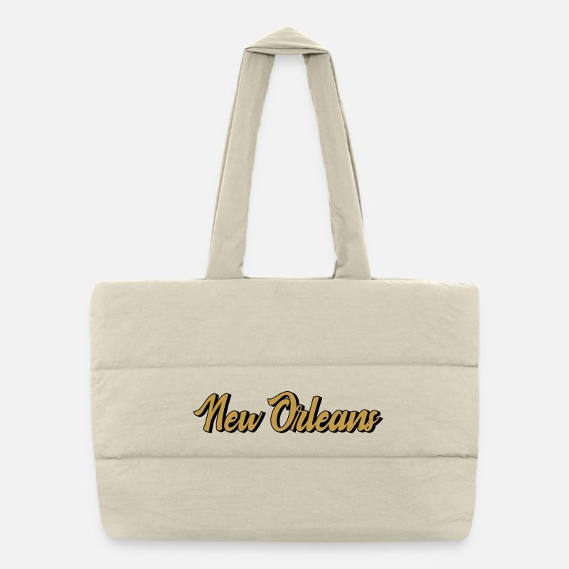 New Orleans Vintage Gold Script Puffer-Einkaufstasche