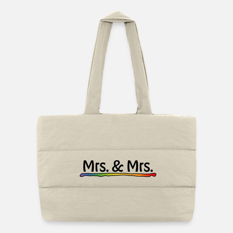 Lesbische Hochzeit - Regenbogen Mrs and Mrs Puffer-Einkaufstasche