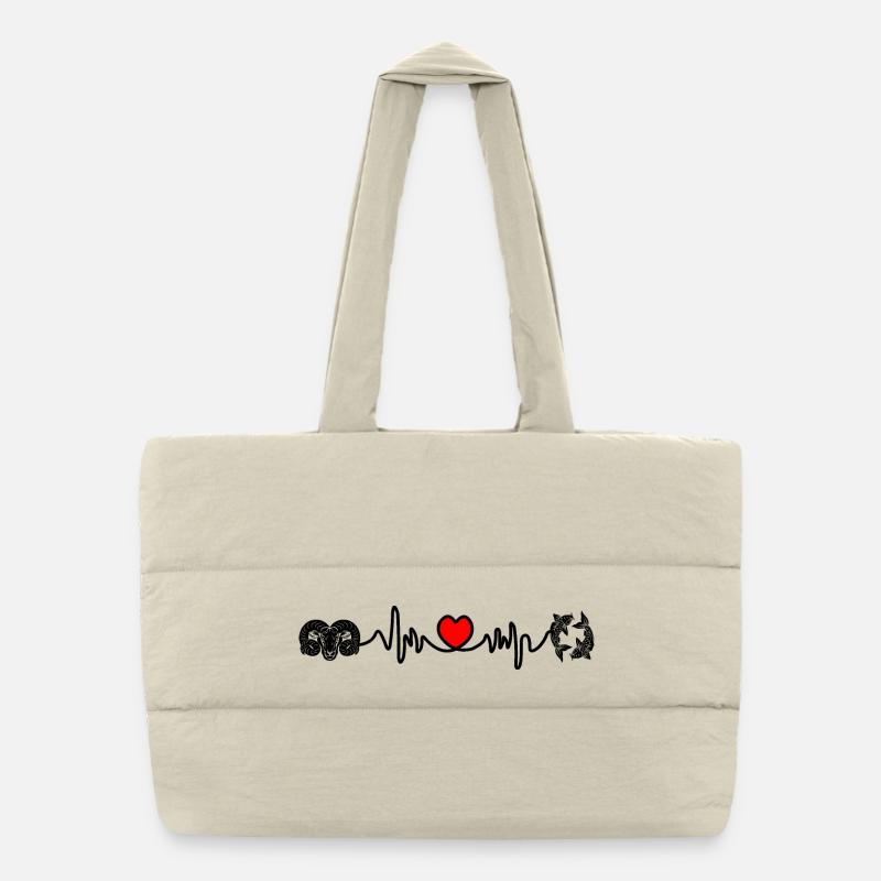 Herzfrequenz Kardio Widder Fische Puffer-Einkaufstasche