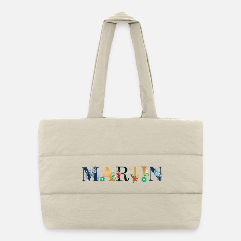 Nom MARTIN décoré de fleurs Sac shopping matelassé