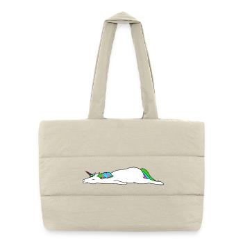 Unicorn Lazy DIY Costume Funny Magical Unicorn - Puffer Shopping Bag - natural - Front