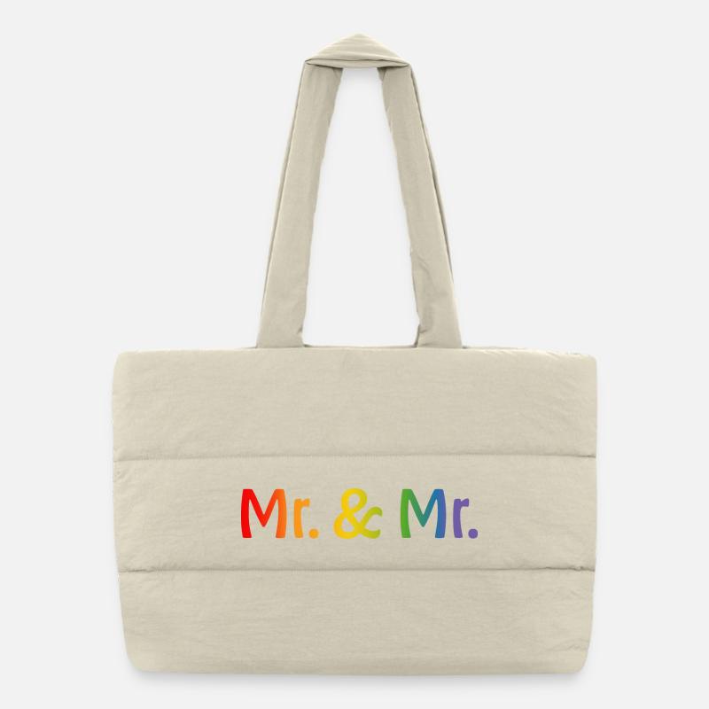 Regenbogen Mr and Mr 1 LGBT lgbtqi queer schwule Puffer-Einkaufstasche