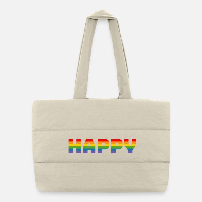 T-shirt arc-en-ciel Pride Happy | LGBT lgbtqi queer Sac shopping matelassé