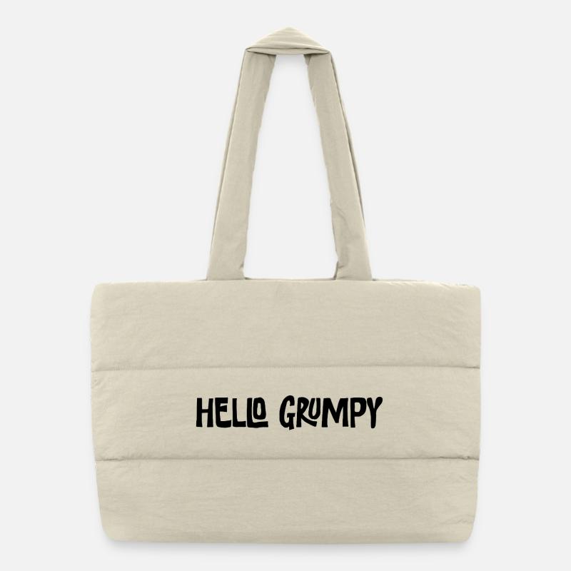 Hello Grumpy Funny Minimal Saying Puffer Shopping Bag