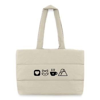 Simple Hobby Icons Cats Coffee Mountains Love - Puffer Shopping Bag - natural - Front