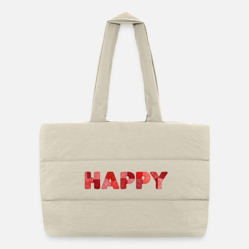 HAPPY Patchwork Embroidery Latest Trend Puffer Shopping Bag