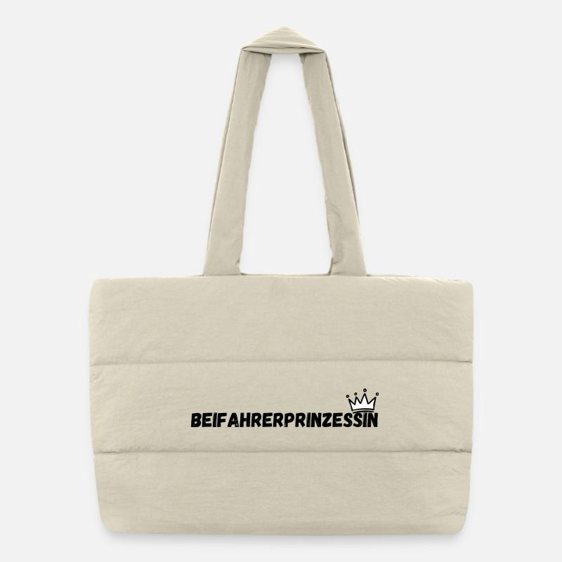 Beifahrerprinzessin - Puffer-Einkaufstasche - Naturweiß