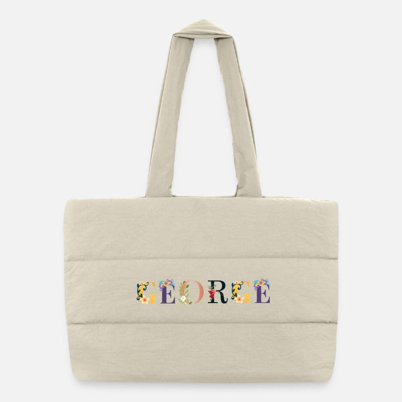 GEORGE name adorned with flowers Puffer Shopping Bag