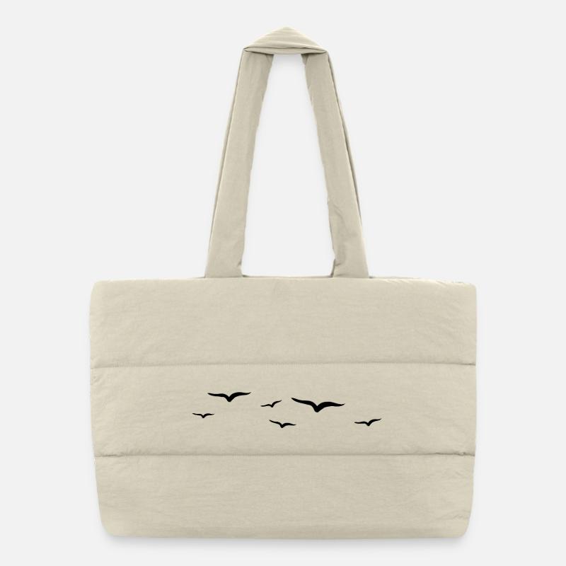 Abstract Flying Bird Illustration Puffer Shopping Bag